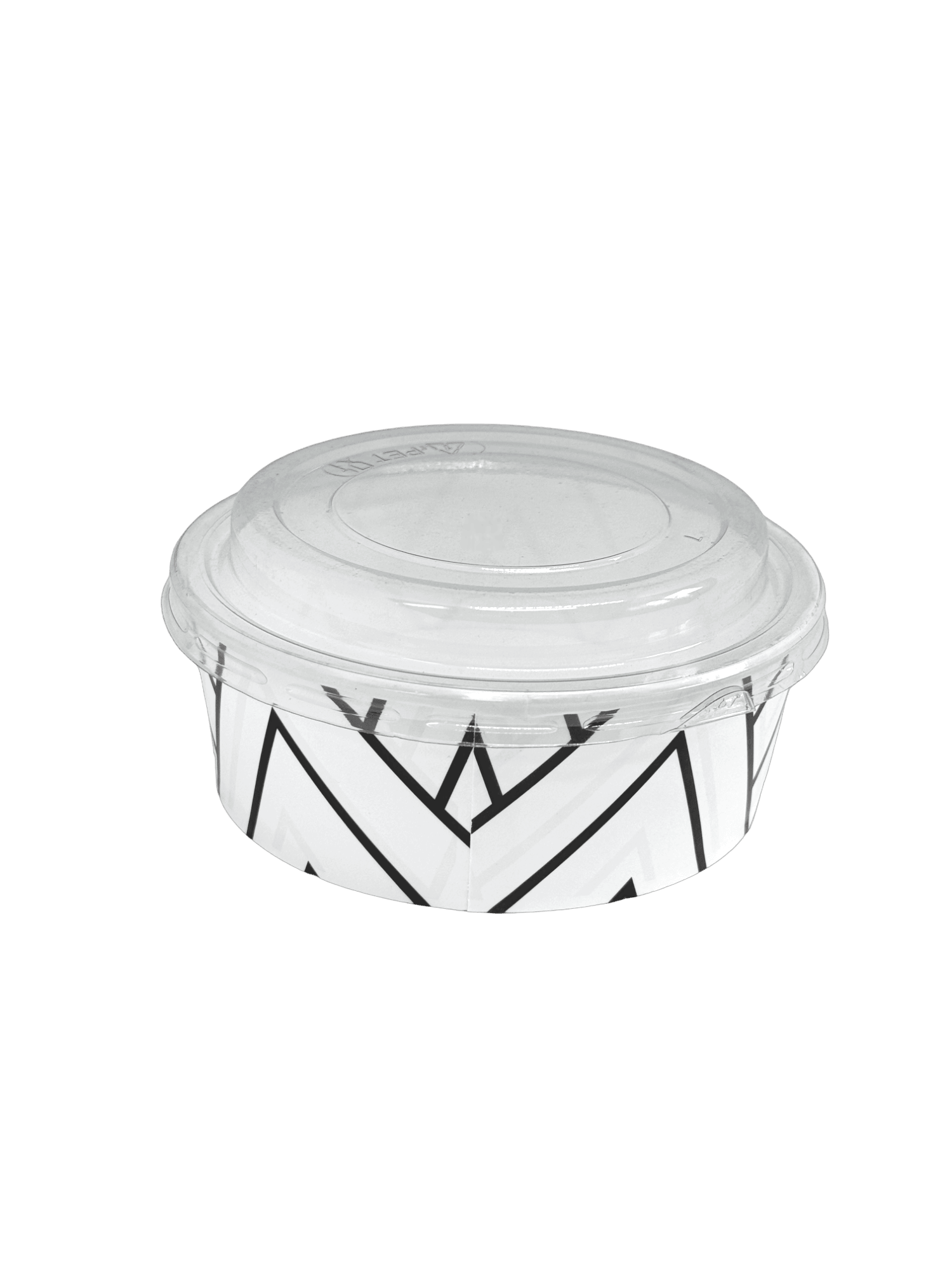 Salátás tál papír, fekete-fehér csíkos, 550 ml, 140 mm