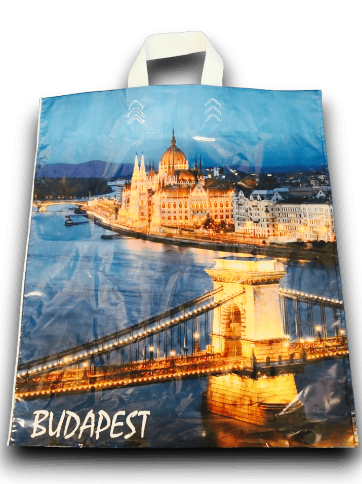 Szalagfüles táska BUDAPEST, LDPE 42×47 cm