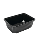 Négyszögletes doboz fekete, 1000 ml, 183x132x65, PP