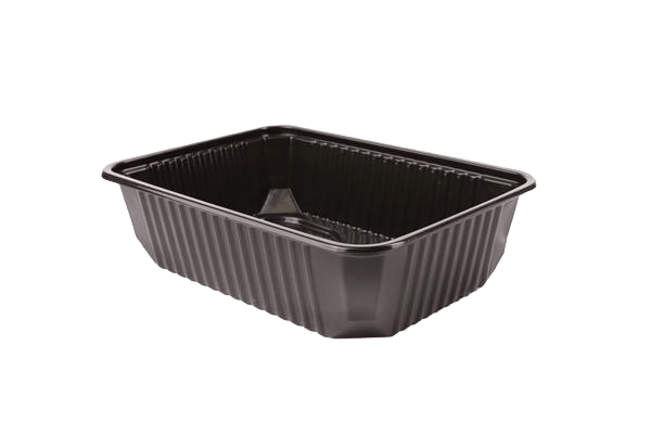 Négyszögletes doboz fekete, 750 ml, 183x132x46, PP