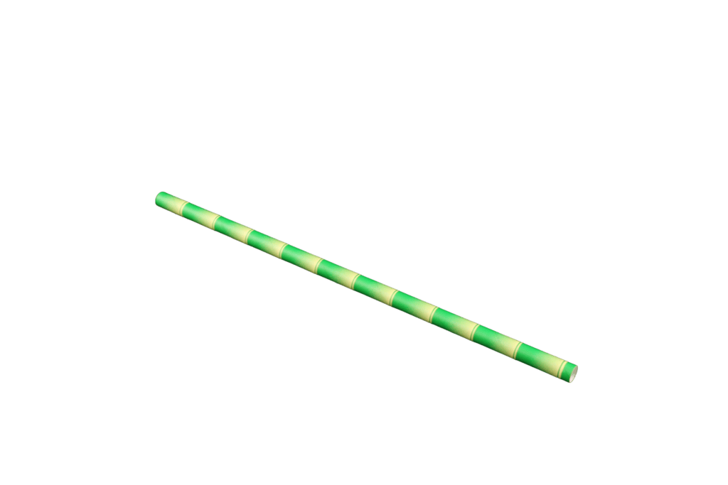 Szívószál papír, bambusz mintás, 8x230 mm