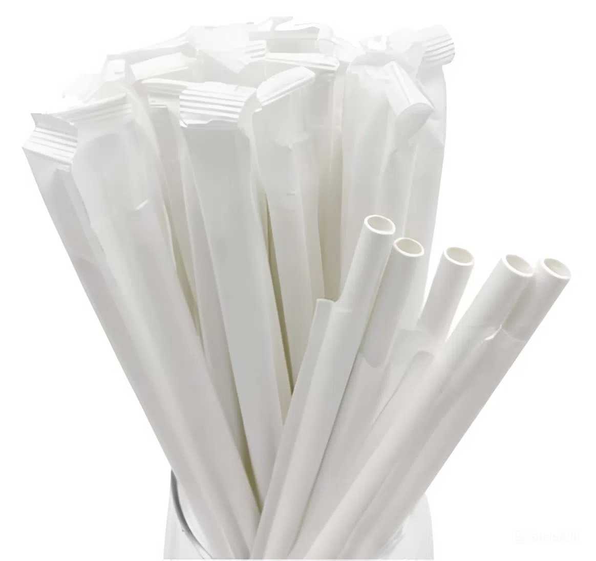 Szívószál egyesével csomagolt, fehér 6×230 mm