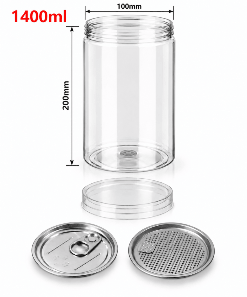 FreshBox üveg, PET, 1400 ml, 100/200 mm, Easy Open ALU fedéllel, PET csavaros fedéllel