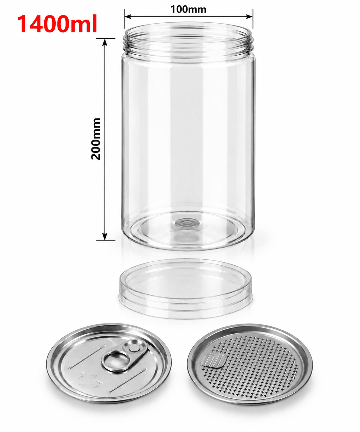 FreshBox üveg, PET, 1400 ml, 100/200 mm, Easy Open ALU fedéllel, PET csavaros fedéllel
