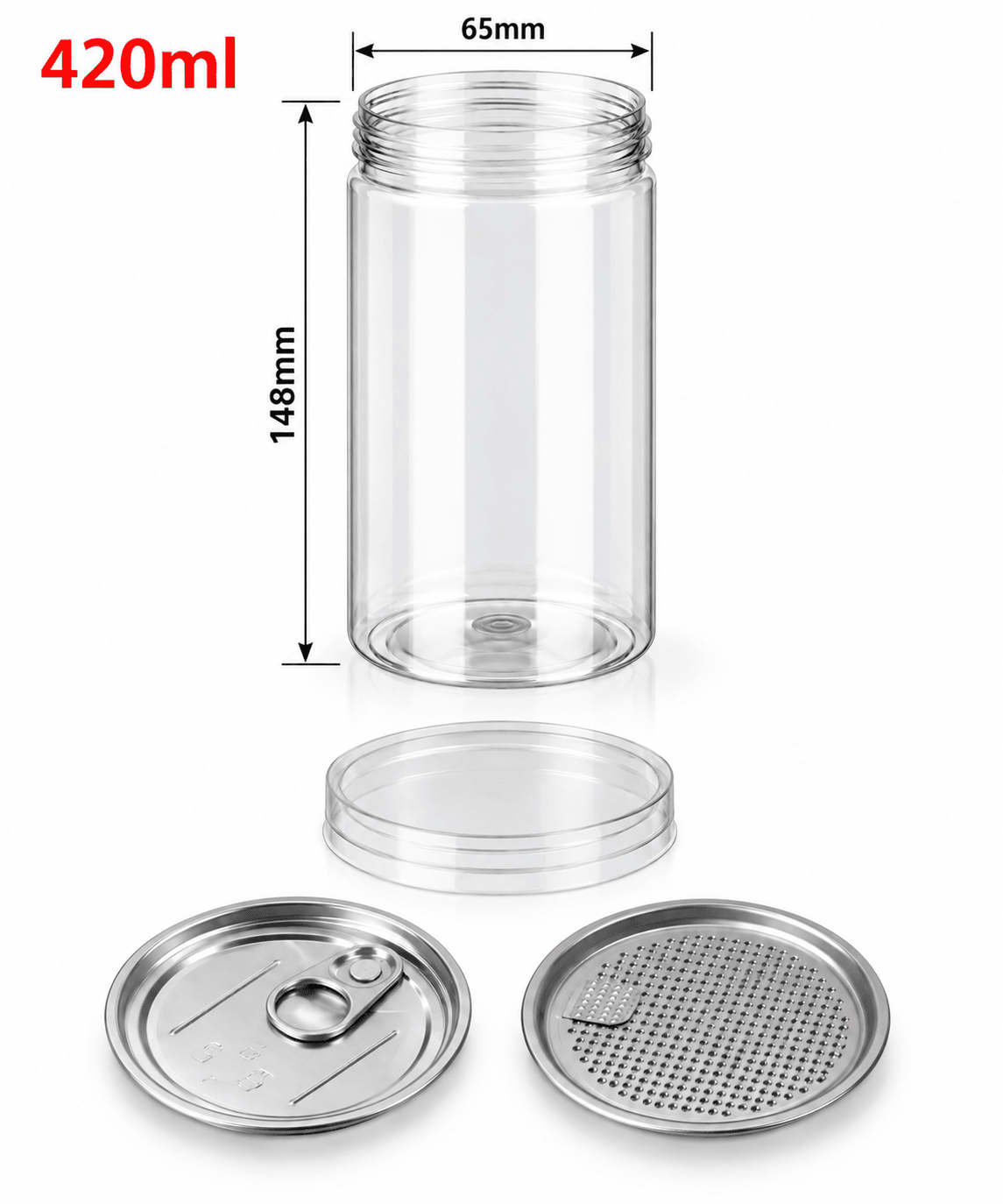 FreshBox üveg, PET, 420 ml, 65/148 mm, Easy Open ALU fedéllel, PET csavaros fedéllel