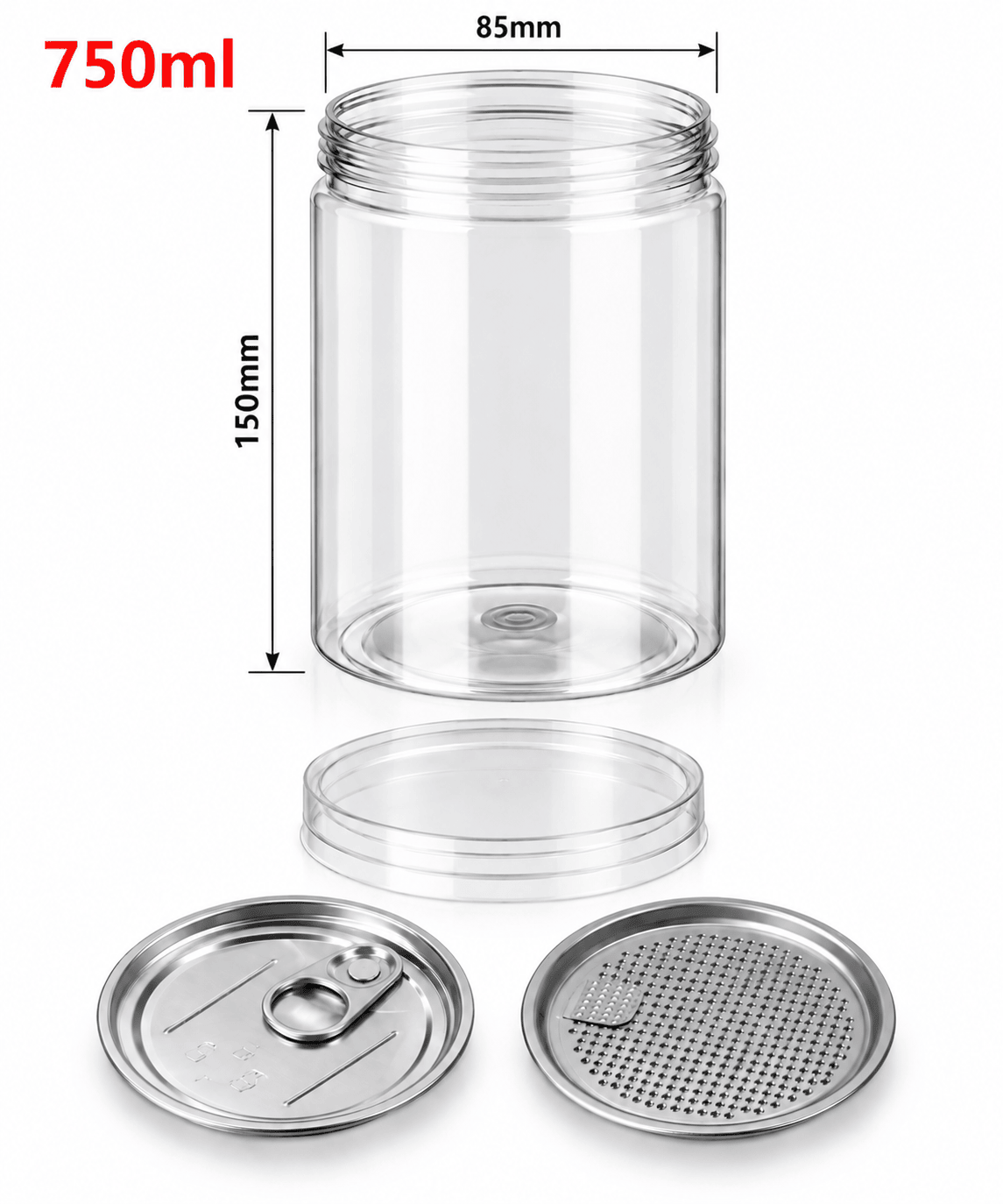 FreshBox üveg, PET, 750 ml, 85/150 mm, Easy Open ALU fedéllel, PET csavaros fedéllel