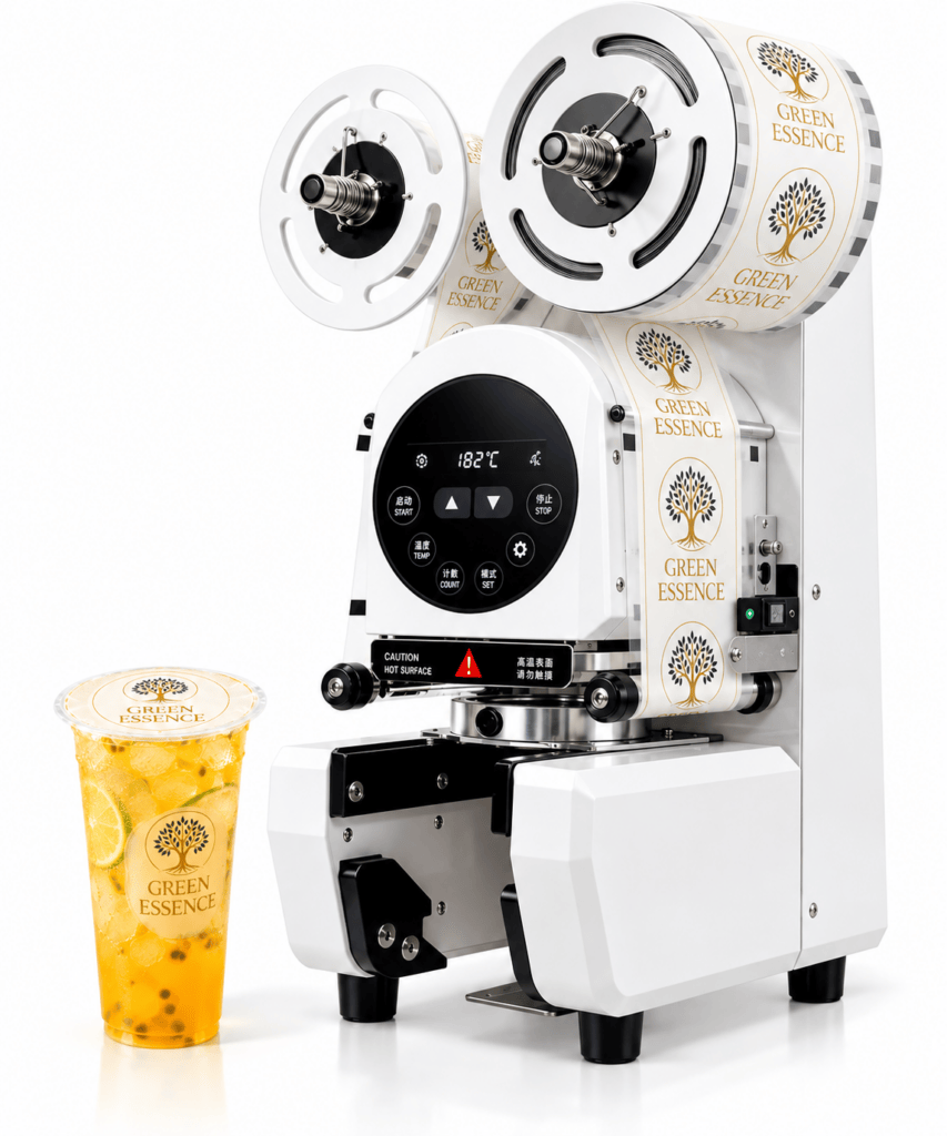 Pohárlezáró automata, 90 mm pohárhoz, teljesítmény 300 pohár / óra
