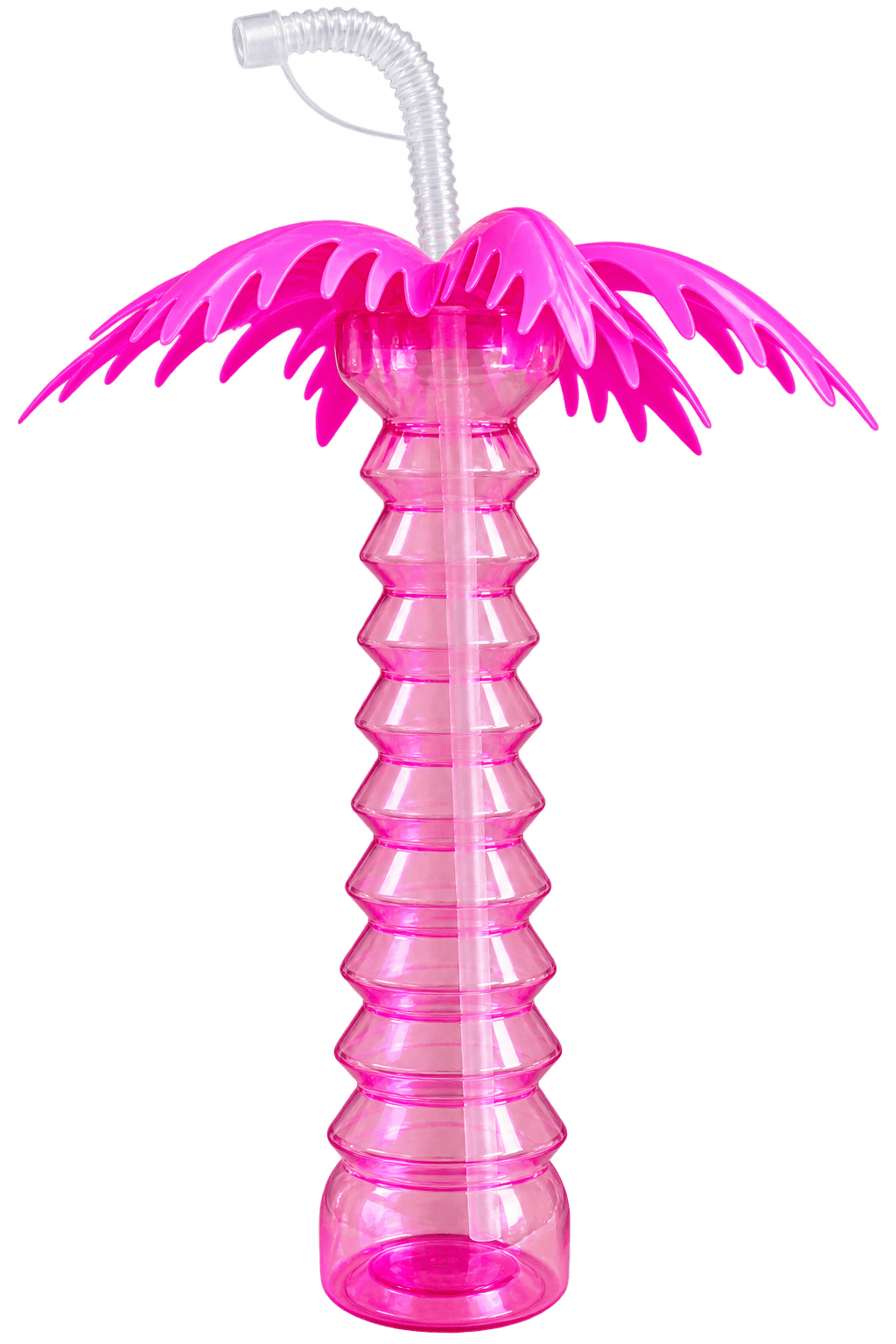Pálma tetős jégkása pohár szívószállal, pink