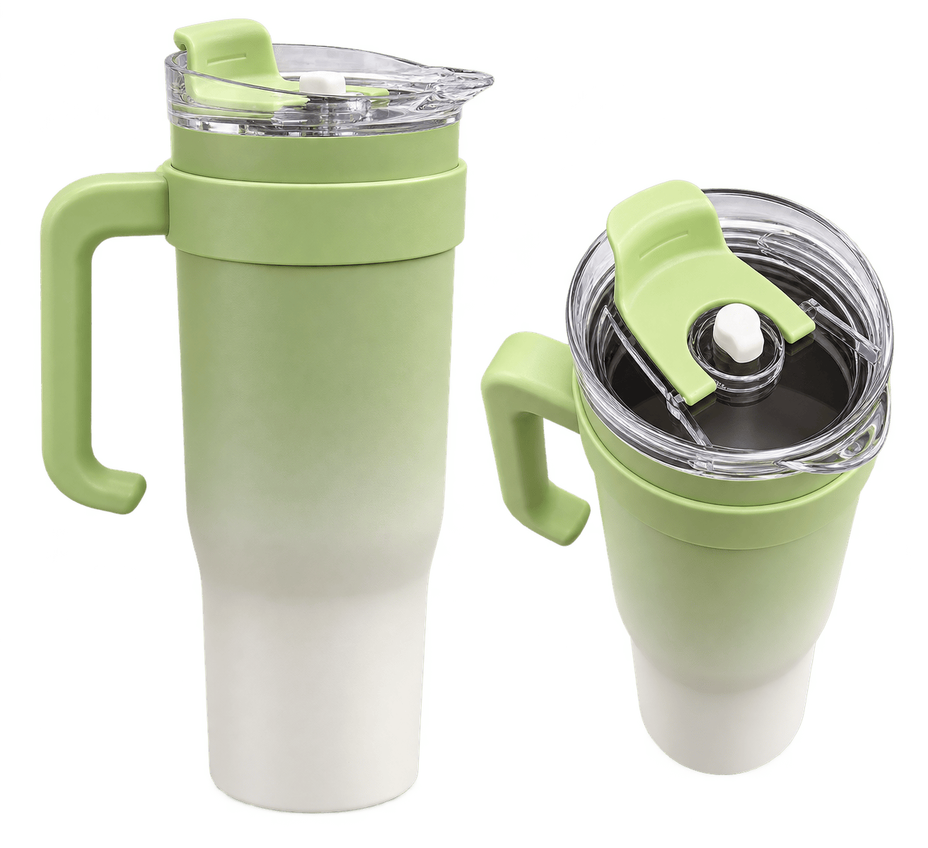 Prémium fém utazó termosz 1200 ml, zöld-fehér